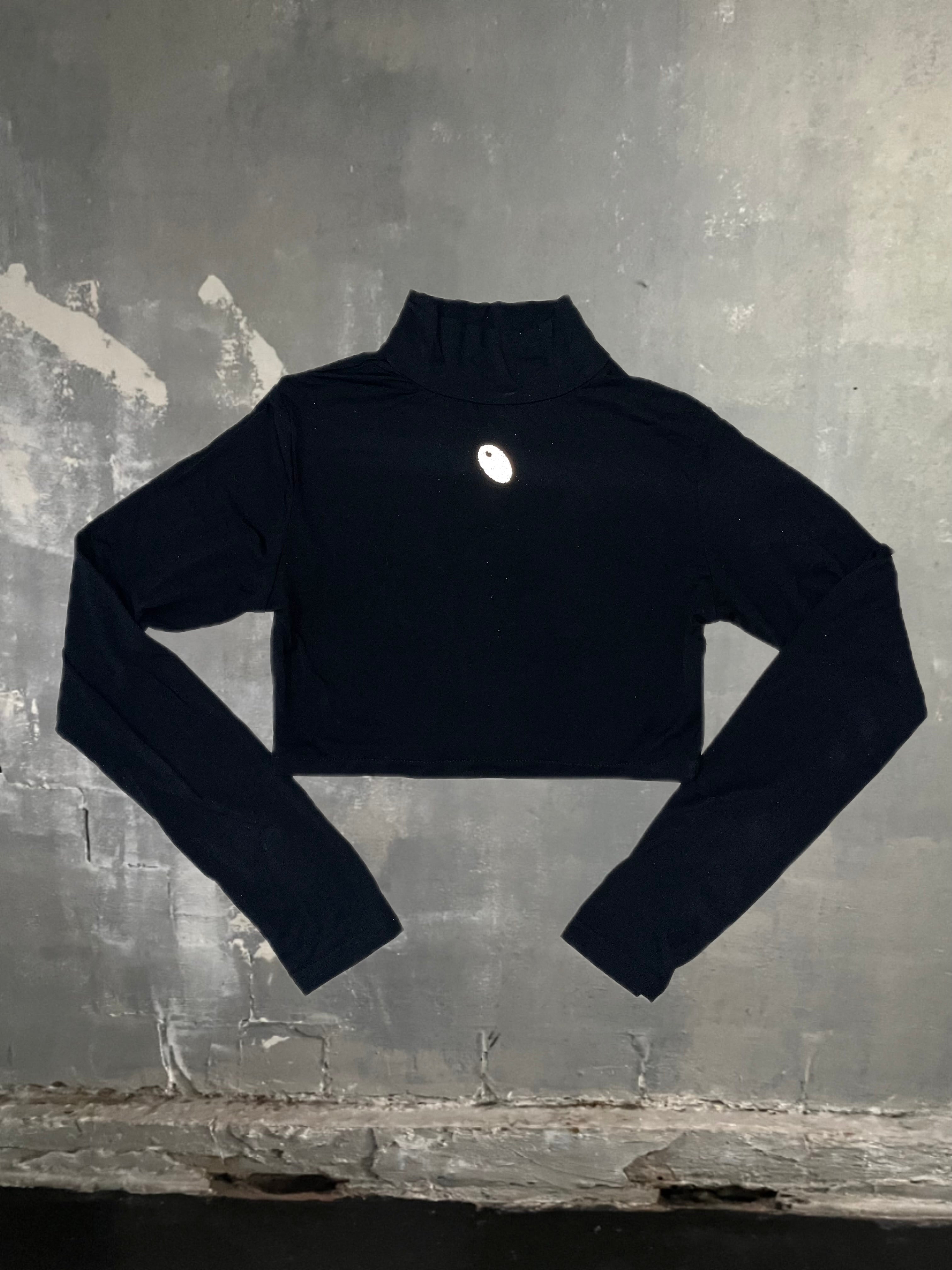 Black mock neck crop top